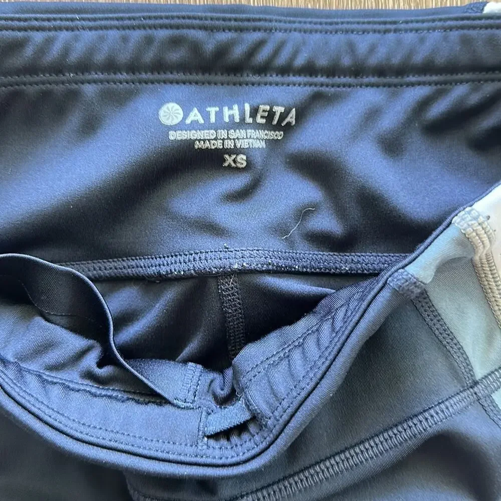 Athleta Contender 7/8 Tight‎ Leggings Blue & White Size XS